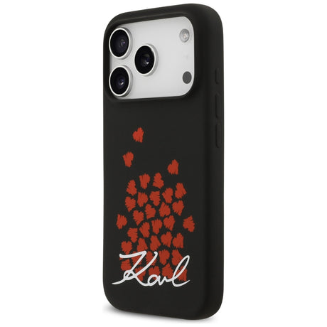 Husa de protectie Karl Lagerfeld Silicone Heart Sign Logo MagSafe (KLHMP17LSMHBKSOK) compatibil cu iPhone 17 Pro, Negru