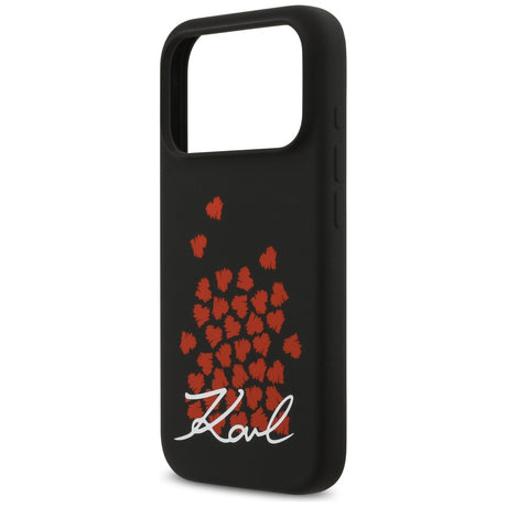 Husa de protectie Karl Lagerfeld Silicone Heart Sign Logo MagSafe (KLHMP17LSMHBKSOK) compatibil cu iPhone 17 Pro, Negru