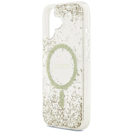 Husa de protectie Guess Resin Bottom Glitter MagSafe (GUHMP17SRGRGED) compatibil cu iPhone 17, Auriu
