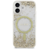 Husa de protectie Guess Resin Bottom Glitter MagSafe (GUHMP17SRGRGED) compatibil cu iPhone 17, Auriu