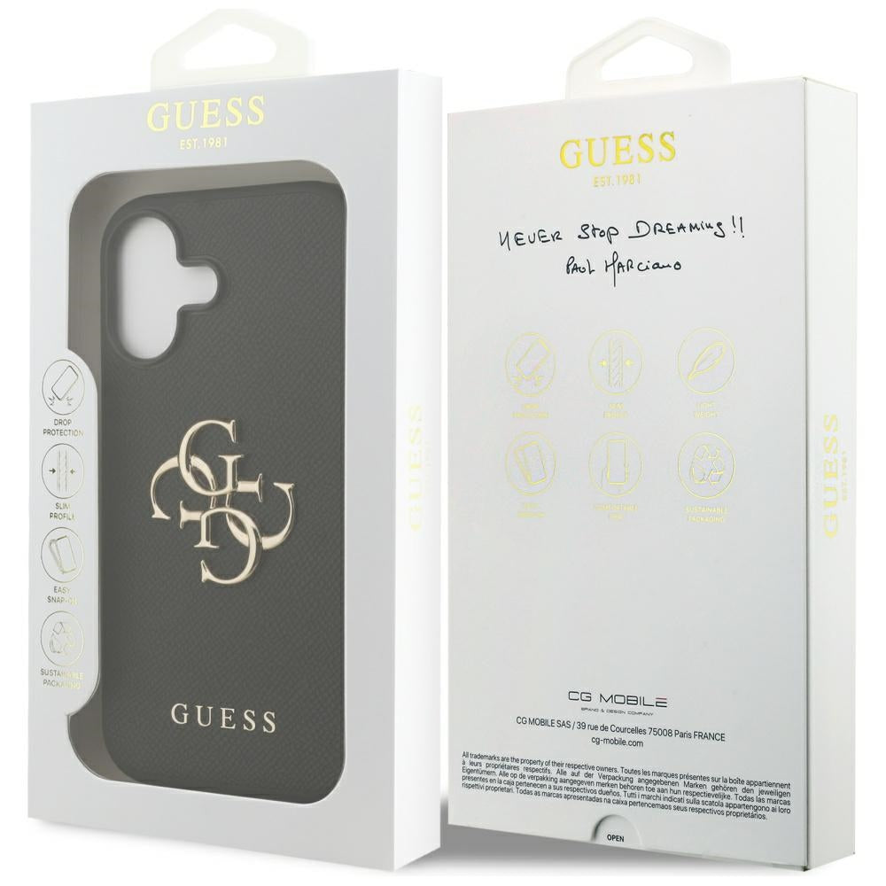 Husa de protectie Guess Hardcase 4G Grained Big and Classic Logo (GUHCP17SPGT4MBK) compatibil cu iPhone 17, Negru