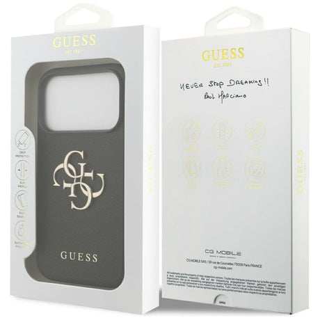 Husa de protectie Guess Hardcase 4G Grained Big and Classic Logo (GUHCP17LPGT4MBK) compatibil cu iPhone 17 Pro, Negru