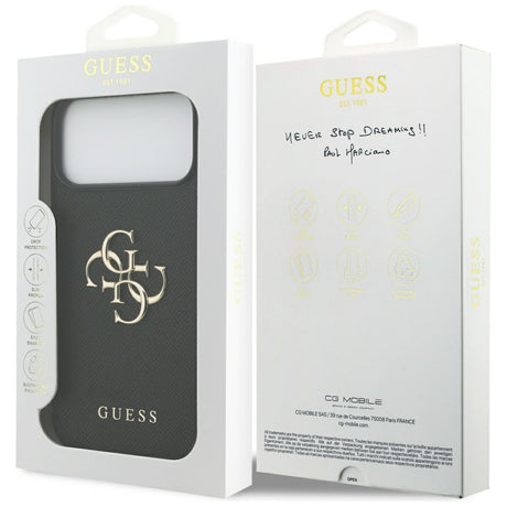 Husa de protectie Guess Hardcase 4G Grained Big and Classic Logo (GUHCP17XPGT4MBK) compatibil cu iPhone 17 Pro Max, Negru