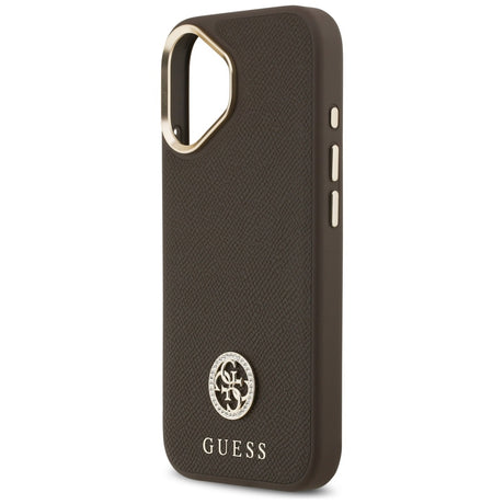 Husa de protectie Guess Grained Strass Logo MagSafe (GUHMP17SPGCRMDEW) compatibil cu iPhone 17, Maro