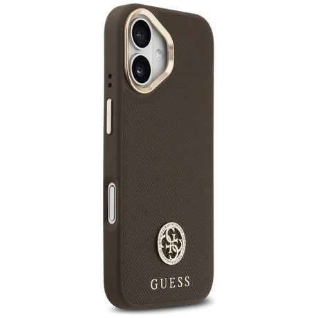Husa de protectie Guess Grained Strass Logo MagSafe (GUHMP17SPGCRMDEW) compatibil cu iPhone 17, Maro