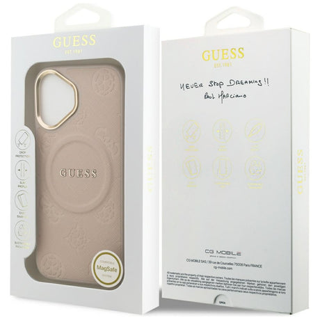Husa de protectie Guess Peony Hot Stamp MagSafe (GUHMP17SPSAMSECP) compatibil cu iPhone 17, Roz
