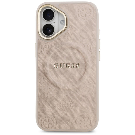 Husa de protectie Guess Peony Hot Stamp MagSafe (GUHMP17SPSAMSECP) compatibil cu iPhone 17, Roz