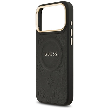 Husa de protectie Guess Peony Hot Stamp compatibil cu iPhone 17 Pro Max, Negru