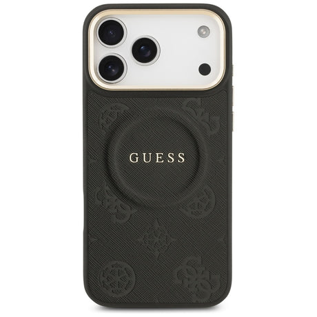 Husa de protectie Guess Peony Hot Stamp compatibil cu iPhone 17 Pro Max, Negru