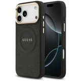 Husa de protectie Guess Peony Hot Stamp compatibil cu iPhone 17 Pro Max, Negru