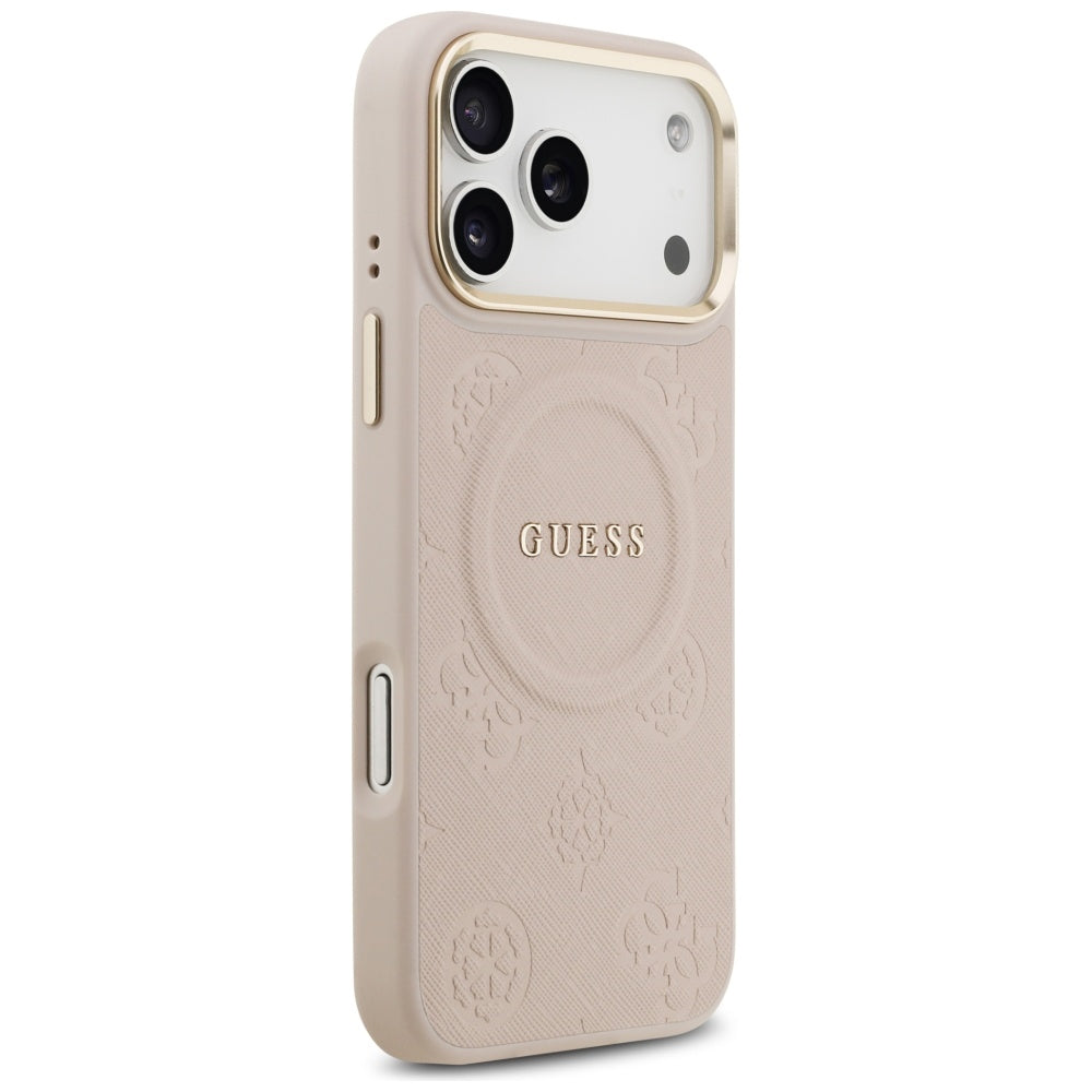 Husa de protectie Guess Peony Hot Stamp compatibil cu iPhone 17 Pro Max, Roz