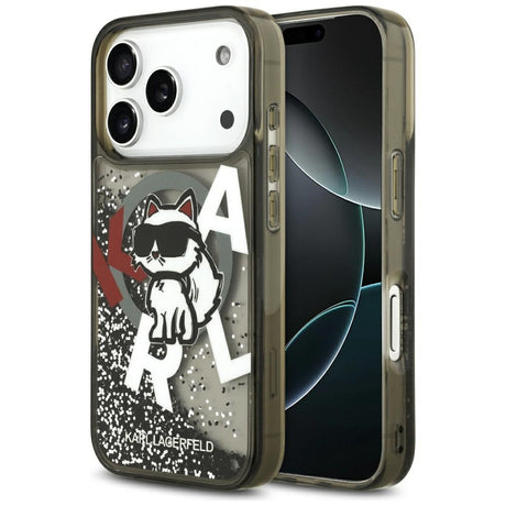 Husa de protectie Karl Lagerfeld Liquid Glitter Choupette Logo MagSafe (KLHMP17LLCHSCTDK) compatibil cu iPhone 17 Pro, Negru