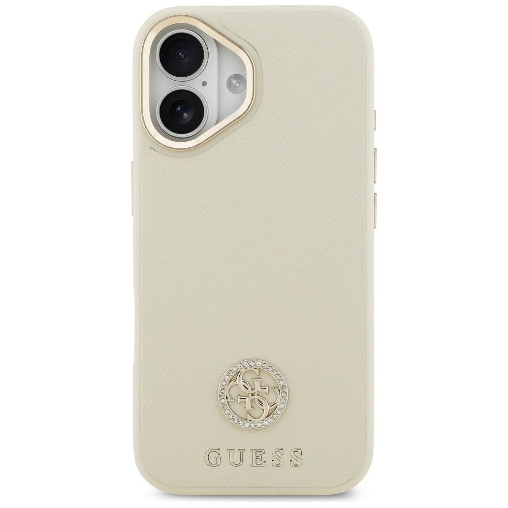 Husa de protectie Guess Grained Strass Logo MagSafe (GUHMP17SPGCRMDEE) compatibil cu iPhone 17, Bej