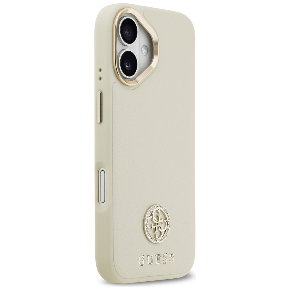 Husa de protectie Guess Grained Strass Logo MagSafe (GUHMP17SPGCRMDEE) compatibil cu iPhone 17, Bej