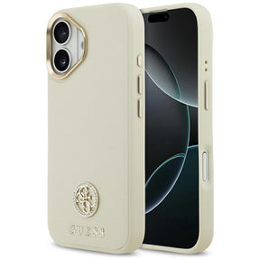 Husa de protectie Guess Grained Strass Logo MagSafe (GUHMP17SPGCRMDEE) compatibil cu iPhone 17, Bej