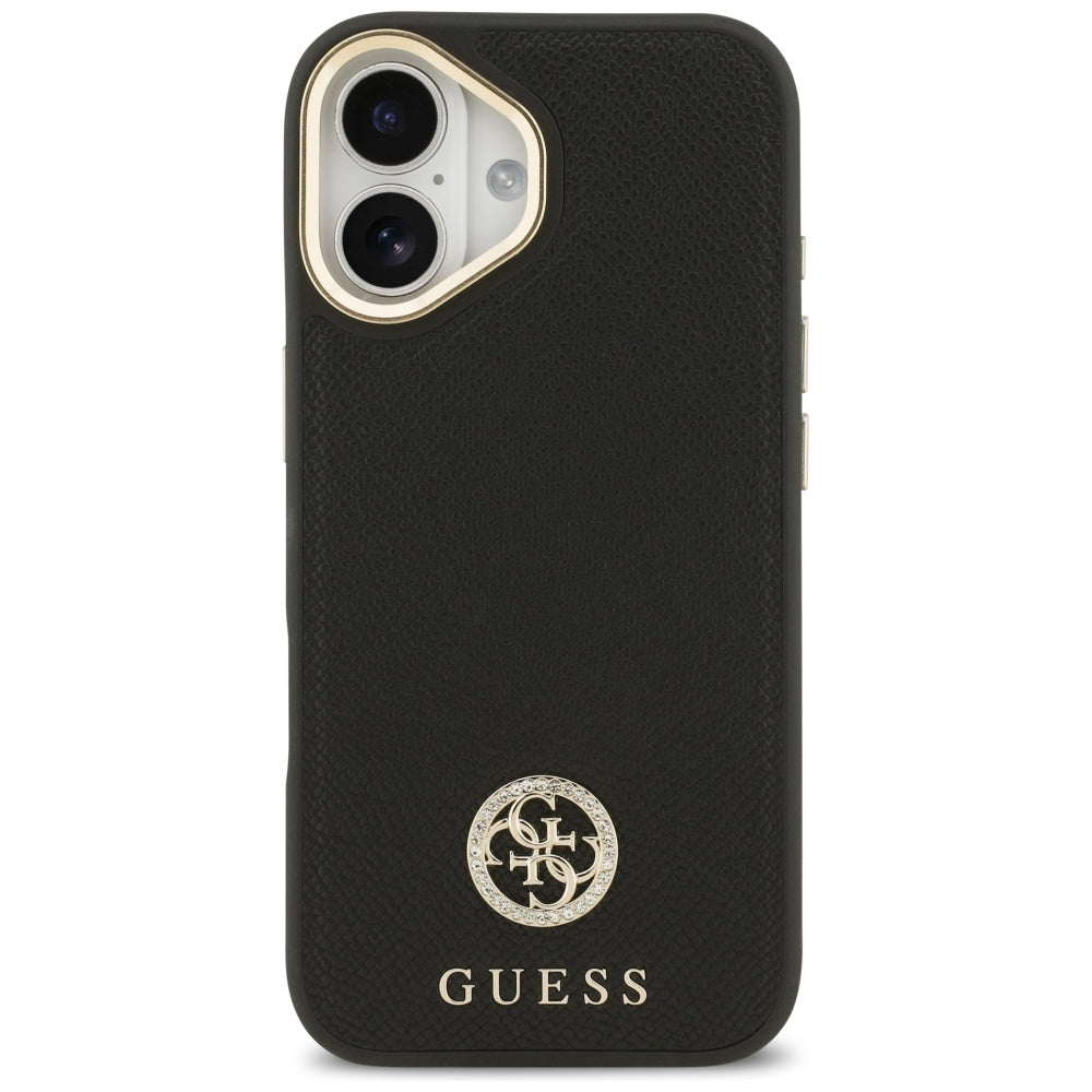 Husa de protectie Guess Grained Strass Logo MagSafe (GUHMP17SPGCRMDEK) compatibil cu iPhone 17, Negru