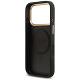 Husa de protectie Guess Grained Strass Logo MagSafe (GUHMP17LPGCRMDEK) compatibil cu iPhone 17 Pro, Negru