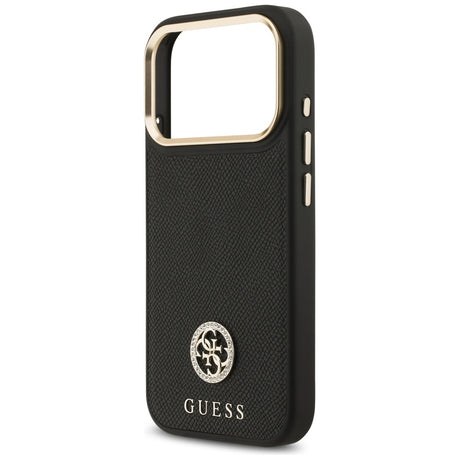 Husa de protectie Guess Grained Strass Logo MagSafe (GUHMP17LPGCRMDEK) compatibil cu iPhone 17 Pro, Negru