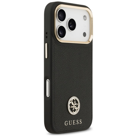 Husa de protectie Guess Grained Strass Logo MagSafe (GUHMP17LPGCRMDEK) compatibil cu iPhone 17 Pro, Negru