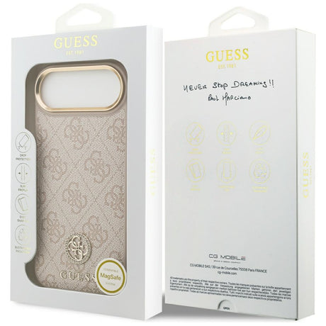 Husa de protectie Guess Hardcase 4G Strass Logo MagSafe (GUHMP17MP4GRMDEP) compatibil cu iPhone 17 Air, Roz