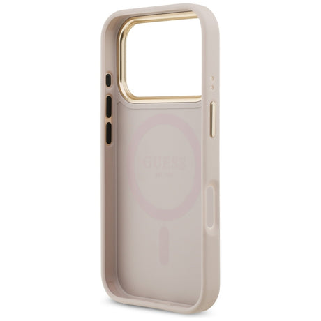 Husa de protectie Guess Grained Strass Logo MagSafe (GUHMP17LPGCRMDEP) compatibil cu iPhone 17 Pro, Roz