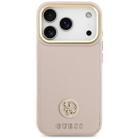 Husa de protectie Guess Grained Strass Logo MagSafe (GUHMP17LPGCRMDEP) compatibil cu iPhone 17 Pro, Roz