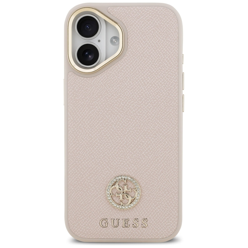 Husa de protectie Guess Grained Strass Logo MagSafe compatibil cu iPhone 17, Roz