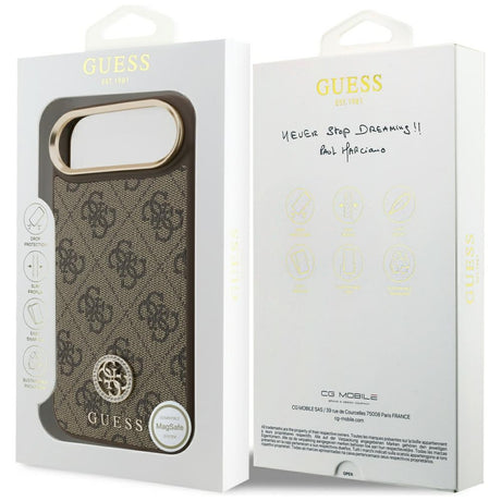 Husa de protectie Guess 4G Strass Logo MagSafe (GUHMP17MP4GRMDEW) compatibil cu iPhone 17 Air, Maro