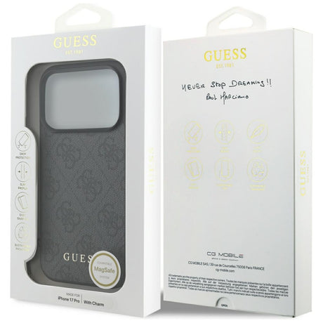 Husa de protectie Guess Hardcase 4G Charm Cradle MagSafe (GUHMP17LGF4GCK) compatibil cu iPhone 17 Pro, Negru