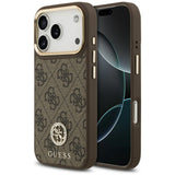 Husa de protectie Guess Hardcase 4G Strass Logo MagSafe (GUHMP17LP4GRMDEW) compatibil cu iPhone 17 Pro, Maro