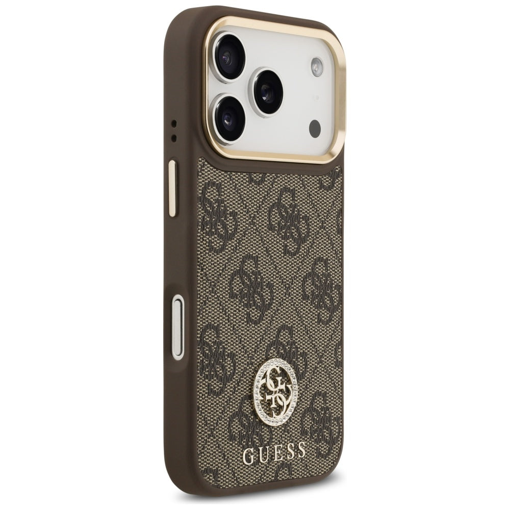 Husa de protectie Guess Hardcase 4G Strass Logo MagSafe (GUHMP17LP4GRMDEW) compatibil cu iPhone 17 Pro, Maro