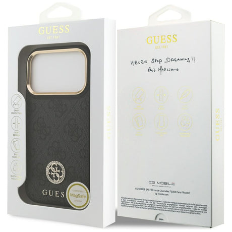 Husa de protectie Guess Hardcase 4G Strass Logo MagSafe (GUHMP17LP4GRMDEK) compatibil cu iPhone 17 Pro, Negru