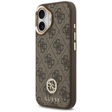 Husa de protectie Guess Hardcase 4G Strass Logo MagSafe (GUHMP17SP4GRMDEW) compatibil cu iPhone 17, Maro