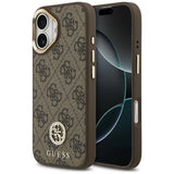 Husa de protectie Guess Hardcase 4G Strass Logo MagSafe (GUHMP17SP4GRMDEW) compatibil cu iPhone 17, Maro