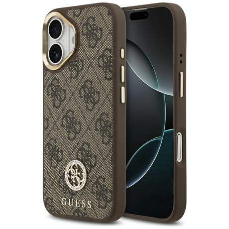 Husa de protectie Guess Hardcase 4G Strass Logo MagSafe (GUHMP17SP4GRMDEW) compatibil cu iPhone 17, Maro