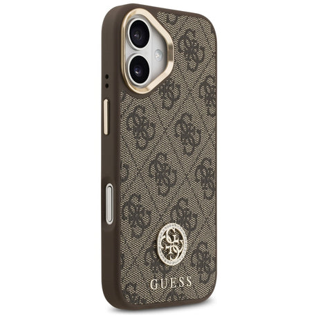 Husa de protectie Guess Hardcase 4G Strass Logo MagSafe (GUHMP17SP4GRMDEW) compatibil cu iPhone 17, Maro