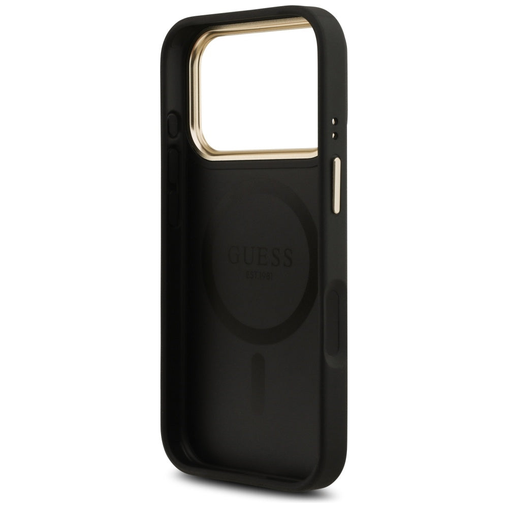 Husa de protectie Guess Hardcase 4G Stripe MagSafe (GUHMP17LPG4SEMCK) compatibil cu iPhone 17 Pro, Negru