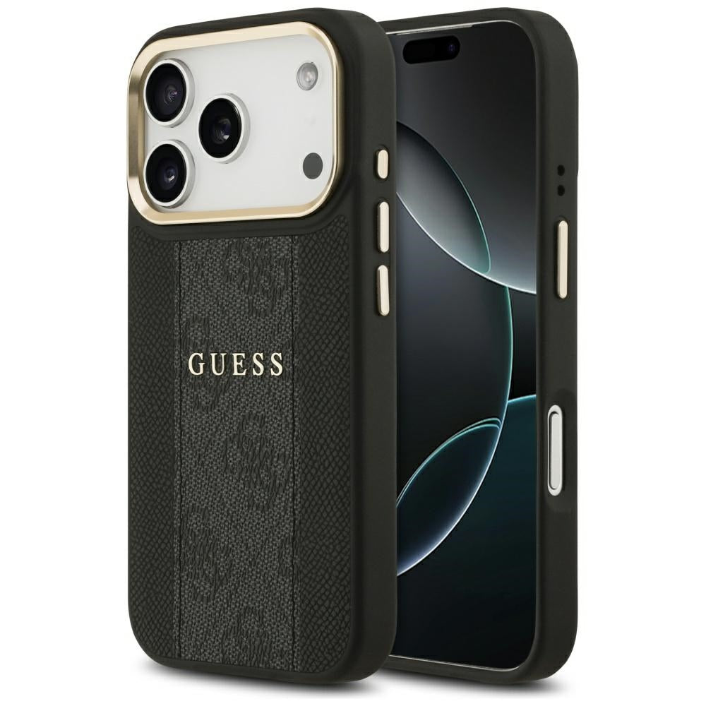 Husa de protectie Guess Hardcase 4G Stripe MagSafe (GUHMP17LPG4SEMCK) compatibil cu iPhone 17 Pro, Negru