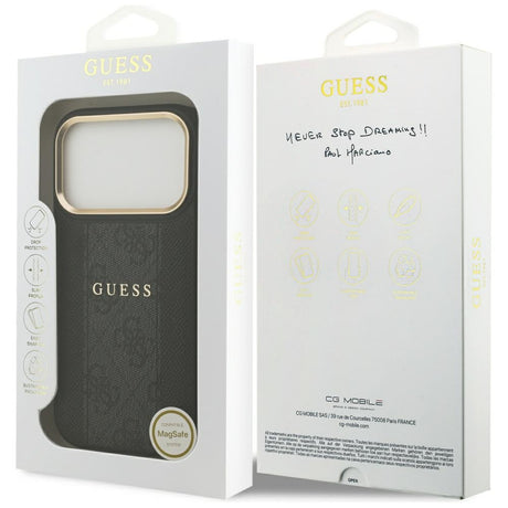 Husa de protectie Guess Hardcase 4G Stripe MagSafe (GUHMP17XPG4SEMCK) compatibil cu iPhone 17 Pro Max, Negru
