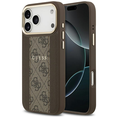 Husa de protectie Guess Hardcase 4G Stripe MagSafe (GUHMP17LPG4SEMCW) compatibil cu iPhone 17 Pro, Maro