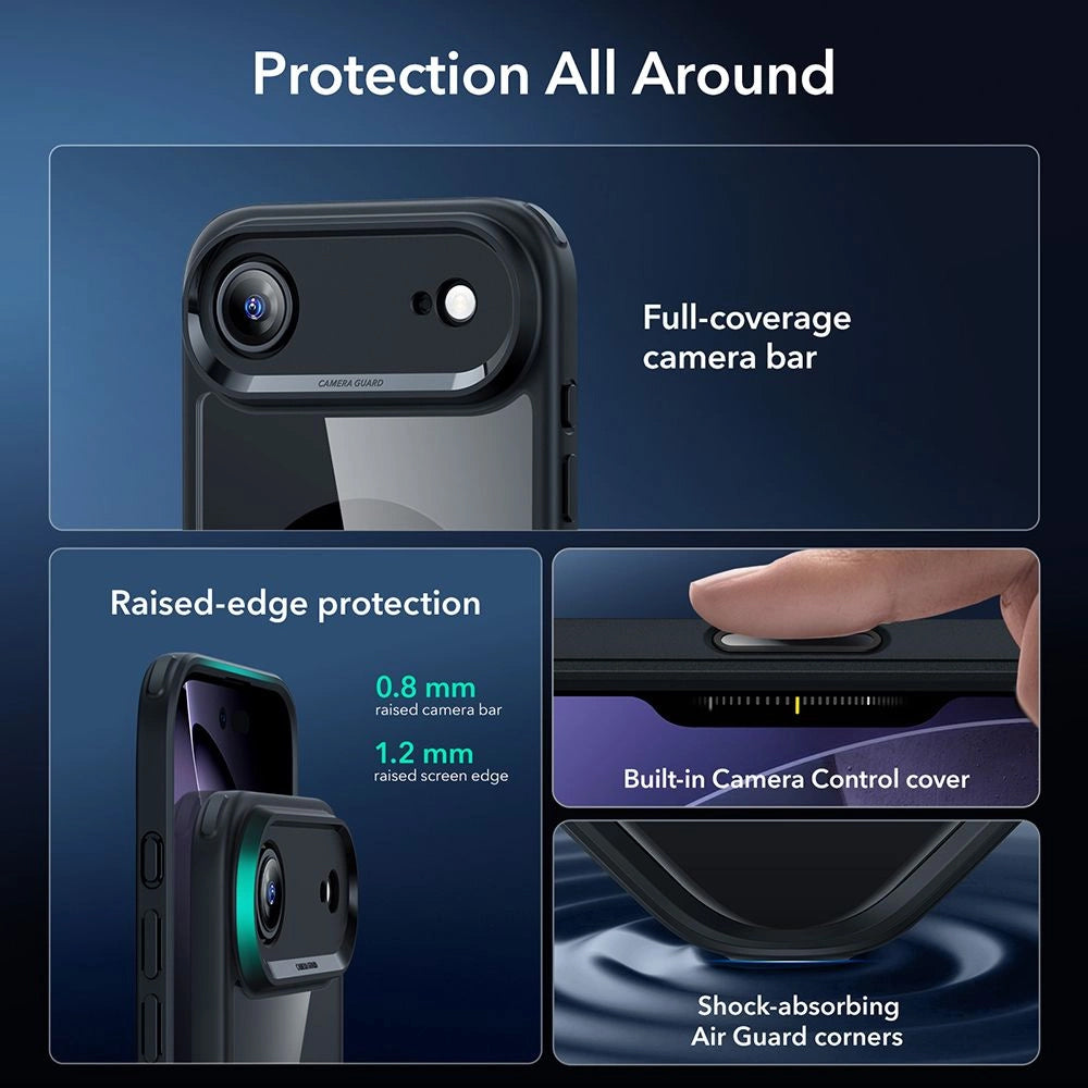 Folie de protectie ESR Classic Hybrid HaloLock compatibil cu iPhone 17 Air, Transparent Black