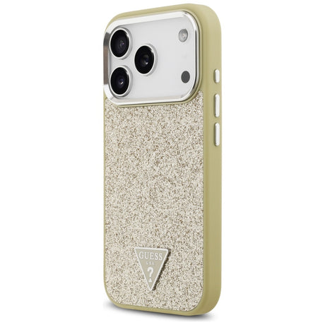 Husa de protectie Guess Glitter Triangle Logo MagSafe (GUHMP17LPFGTSCMD) compatibil cu iPhone 17 Pro, Auriu