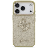 Husa de protectie Guess Fixed Glitter Big 4G Metal Frame (GUHCP17LHG4SGCD) compatibil cu iPhone 17 Pro, Auriu