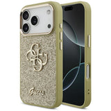 Husa de protectie Guess Fixed Glitter Big 4G Metal Frame (GUHCP17LHG4SGCD) compatibil cu iPhone 17 Pro, Auriu
