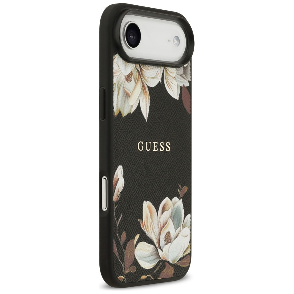Husa de protectie Guess Grained Flowers MagSafe (GUHMP17MPGNMPLMK) compatibil cu iPhone 17 Air, Negru