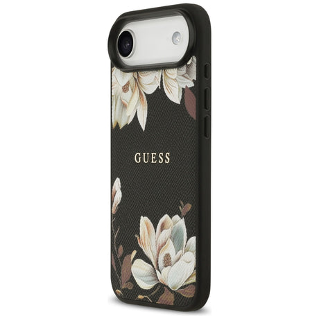 Husa de protectie Guess Grained Flowers MagSafe (GUHMP17MPGNMPLMK) compatibil cu iPhone 17 Air, Negru