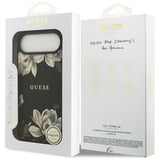 Husa de protectie Guess Grained Flowers MagSafe (GUHMP17MPGNMPLMK) compatibil cu iPhone 17 Air, Negru