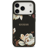 Husa de protectie Guess Grained Flowers MagSafe compatibil cu iPhone 17 Pro, Negru