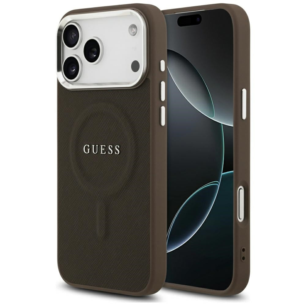 Husa de protectie Guess Hardcase Classic Logo compatibil cu iPhone 17 Pro Max, Maro