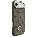 Husa de protectie Guess 4G Strass Logo with Big Strap Metal Button MagSafe (GUHMP17MP4G4DCSW) compatibil cu iPhone 17 Air, Maro